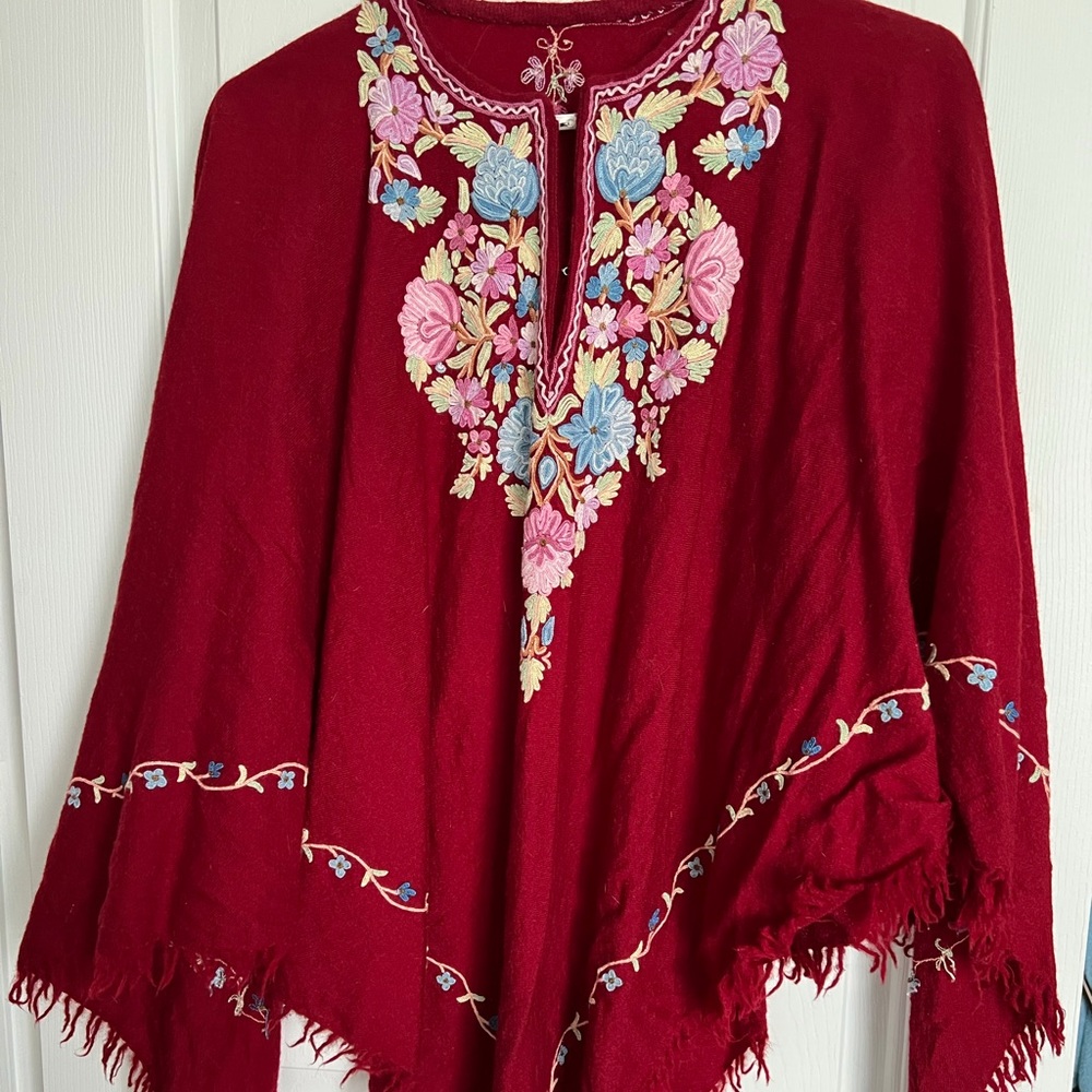 UNIQUE FIND - red embroidered poncho